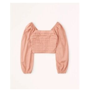 Long-Sleeve Ruched Bodice Puff Sleeve Top